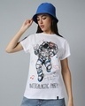 Shop Women's White Intergalactic Party Graphic Printed Boyfriend T-shirt-Front