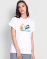 Shop Women's White Invest In Rest (DL) Graphic Printed Boyfriend T-shirt-Front