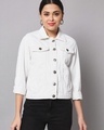 Shop Women's White Denim Jacket-Front
