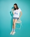 Shop Women's White Just keep Floating Graphic Printed Boyfriend T-shirt-Full
