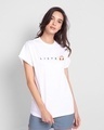 Shop Women's White Keep Listening Typography Boyfriend T-shirt-Front