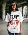 Shop Women's White Key To My Heart Graphic Printed Oversized T-shirt-Front