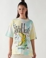 Shop Women's White & Yellow Kind a Healthy Graphic Printed Oversized T-shirt-Front