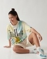 Shop Women's White & Yellow Kind a Healthy Graphic Printed Oversized T-shirt