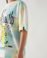 Shop Women's White & Yellow Kind a Healthy Graphic Printed Oversized T-shirt