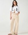 Shop Women's White Lead Typography Oversized Crop Shirt-Full