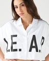 Shop Women's White Lead Typography Oversized Crop Shirt