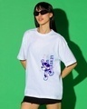 Shop Women's White Level Up Mickey Graphic Printed Oversized T-shirt-Full