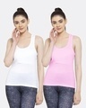 Shop Pack of 2 Women's White & Pink Tank Tops-Front