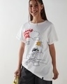 Shop Women's White Long Time No Sea Graphic Printed Boyfriend T-shirt-Front