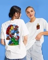 Shop Women's White Mario Back Graphic Printed Oversized T-shirt-Front