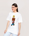 Shop Women's White Mario Graphic Printed Oversized T-shirt-Front