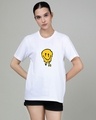 Shop Women's White Melting Smile Graphic Printed T-shirt-Front