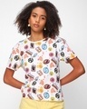 Shop Women's White Mickey All Over Printed Short Top-Front