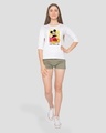 Shop Women's White Mickey Don't Care (DL) Graphic Printed T-shirt-Design