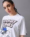 Shop Women's White Moschino Bunny Graphic Printed Oversized T-shirt Dress-Full