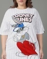 Shop Women's White Moschino Bunny Graphic Printed Oversized Plus Size T-shirt Dress-Full