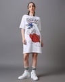 Shop Women's White Moschino Bunny Graphic Printed Oversized T-shirt Dress-Front