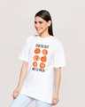 Shop Women's White My Six Pack Printed Oversized T-shirt-Front
