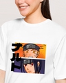 Shop Women's White Naruto & Sasuke Graphic Printed Oversized T-shirt-Design