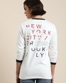 Shop Women's White New York Typography Oversized T-shirt-Front