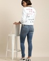 Shop Women's White New York Typography Oversized T-shirt-Full