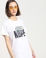 Shop Women's White Nope Lazy Boyfriend T-shirt-Front