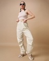 Shop Women's Off White Oversized Parachute Pants-Full