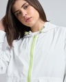 Shop Women's White Oversized Hooded Windcheater Jacket
