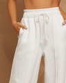 Shop Women's White Oversized Pleated Wide Leg Korean Pants