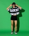 Shop Women's White & Black All Over Mickey Printed Oversized Short Top-Full