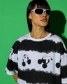Shop Women's White & Black All Over Mickey Printed Oversized Short Top