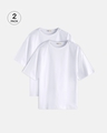 Shop Pack of 2 Women's White Oversized T-shirt-Front