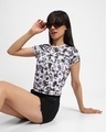Shop Women's White & Black All Over Printed Slim Fit Plus Size Short Top-Front