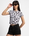 Shop Women's White & Black All Over Printed Slim Fit Plus Size Short Top-Design