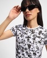 Shop Women's White & Black All Over Printed Slim Fit Plus Size Short Top