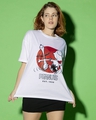 Shop Women's White Peanuts Friends Graphic Printed Oversized T-shirt-Front