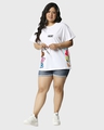 Shop Women's White Peeking Army Graphic Printed Plus Size Boyfriend T-shirt-Full