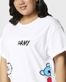 Shop Women's White Peeking Army Graphic Printed Plus Size Boyfriend T-shirt