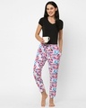 Shop Women's White & Pink All Over Printed Cotton Lounge Pants