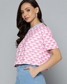 Shop Women's White & Pink All Over Printed Loose Fit Crop T-shirt-Design