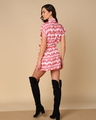 Shop Women's White & Pink All Over Printed Loose Fit Mini Dress-Design