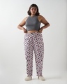 Shop Women's White & Pink All Over Printed Plus Size Pyjamas-Full