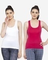 Shop Pack of 2 Women's White & Pink Tank Tops-Front