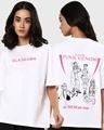 Shop Women's White Pink Venom Graphic Printed Oversized T-shirt-Front
