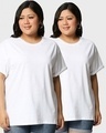Shop Pack of 2 Women's White Plus Size Boyfriend T-shirt-Front