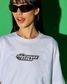 Shop Women's White Powerpufff Enough Graphic Printed Oversized T-shirt
