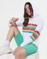 Shop Women's White Pride Stripe Hoodie Sweatshirt-Front