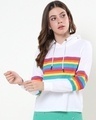 Shop Women's White Pride Stripe Hoodie Sweatshirt-Design