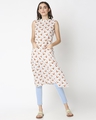 Shop Women's White Printed Sleeveless Kurti Dress-Design